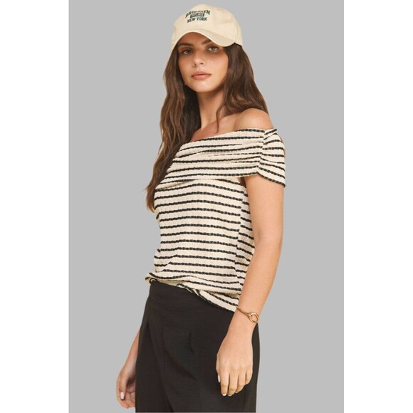 She Loves Off The Shoulder Striped Top - Picture 3 of 4